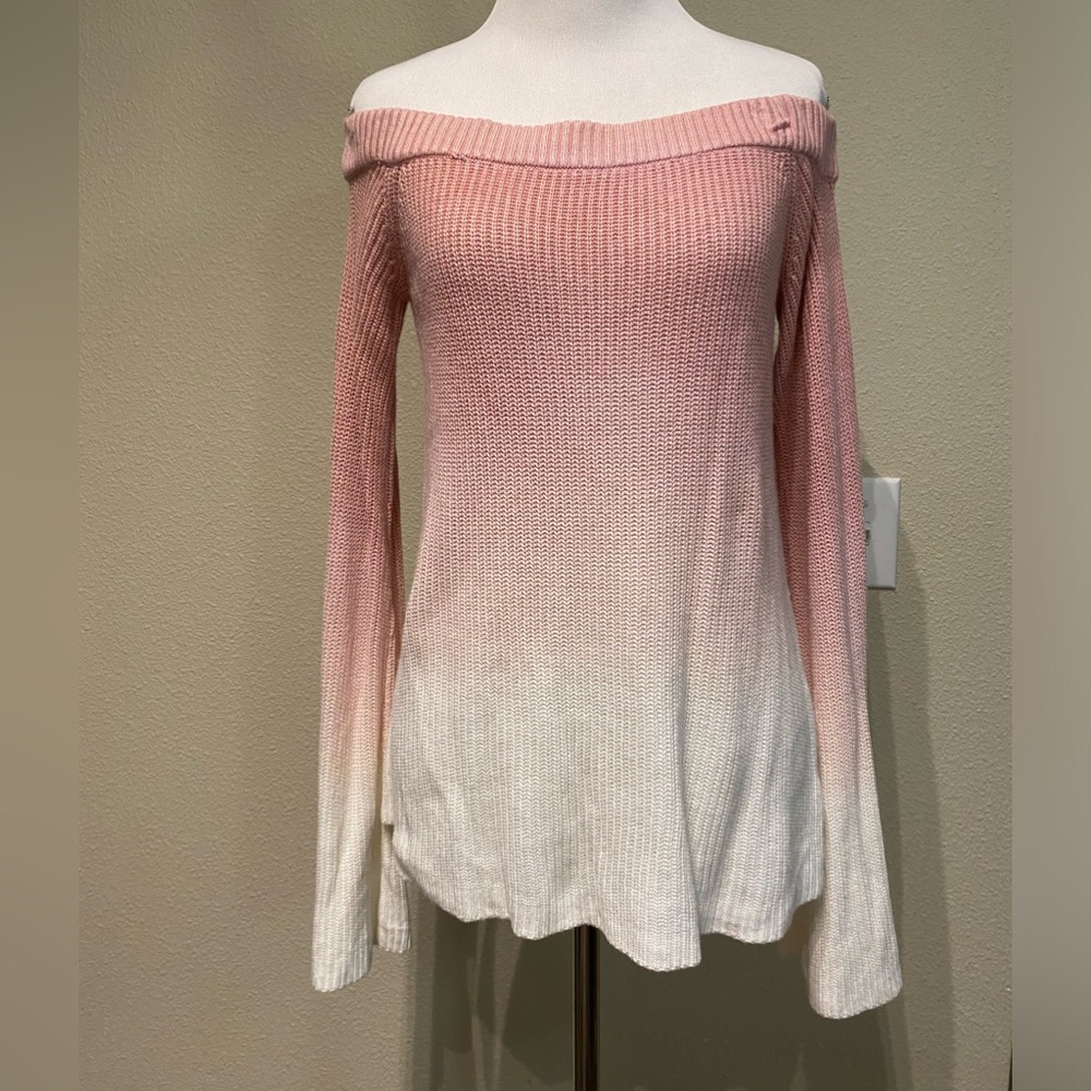 Pink white gradation Off the shoulder knit Sz Small American Eagle outfitters AE